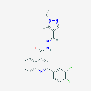 molecular formula C23H19Cl2N5O B454163 2-(3,4-dichlorophenyl)-N'-[(1-ethyl-5-methyl-1H-pyrazol-4-yl)methylene]-4-quinolinecarbohydrazide 