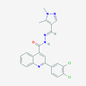 molecular formula C22H17Cl2N5O B454169 2-(3,4-dichlorophenyl)-N'-[(1,5-dimethyl-1H-pyrazol-4-yl)methylene]-4-quinolinecarbohydrazide 
