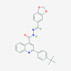 molecular formula C28H25N3O3 B454171 N'-(1,3-benzodioxol-5-ylmethylene)-2-(4-tert-butylphenyl)-4-quinolinecarbohydrazide 