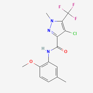 molecular formula C14H13ClF3N3O2 B4541730 4-chloro-N-(2-methoxy-5-methylphenyl)-1-methyl-5-(trifluoromethyl)-1H-pyrazole-3-carboxamide 