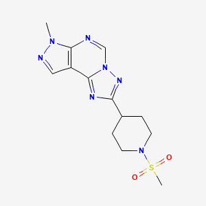 molecular formula C13H17N7O2S B4541745 7-methyl-2-[1-(methylsulfonyl)-4-piperidinyl]-7H-pyrazolo[4,3-e][1,2,4]triazolo[1,5-c]pyrimidine 