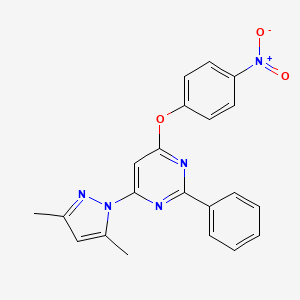 molecular formula C21H17N5O3 B4541772 4-(3,5-dimethyl-1H-pyrazol-1-yl)-6-(4-nitrophenoxy)-2-phenylpyrimidine 