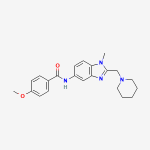 molecular formula C22H26N4O2 B4541832 4-methoxy-N-[1-methyl-2-(1-piperidinylmethyl)-1H-benzimidazol-5-yl]benzamide 