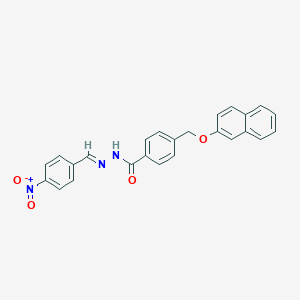 molecular formula C25H19N3O4 B454184 N'-{4-nitrobenzylidene}-4-[(2-naphthyloxy)methyl]benzohydrazide 