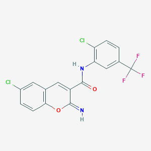 6-chloro-N-[2-chloro-5-(trifluoromethyl)phenyl]-2-imino-2H-chromene-3-carboxamide