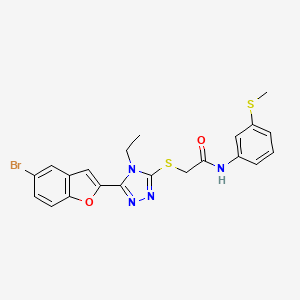 molecular formula C21H19BrN4O2S2 B4541875 2-{[5-(5-bromo-1-benzofuran-2-yl)-4-ethyl-4H-1,2,4-triazol-3-yl]thio}-N-[3-(methylthio)phenyl]acetamide 