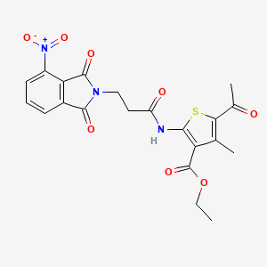 molecular formula C21H19N3O8S B4541905 ethyl 5-acetyl-4-methyl-2-{[3-(4-nitro-1,3-dioxo-1,3-dihydro-2H-isoindol-2-yl)propanoyl]amino}-3-thiophenecarboxylate 