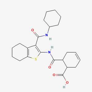 molecular formula C23H30N2O4S B4541942 6-[({3-[(cyclohexylamino)carbonyl]-4,5,6,7-tetrahydro-1-benzothien-2-yl}amino)carbonyl]-3-cyclohexene-1-carboxylic acid 