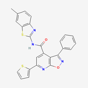 molecular formula C25H16N4O2S2 B4541983 N-(6-methyl-1,3-benzothiazol-2-yl)-3-phenyl-6-(2-thienyl)isoxazolo[5,4-b]pyridine-4-carboxamide 