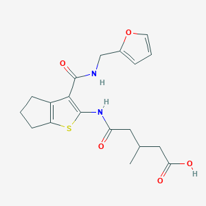 molecular formula C19H22N2O5S B4542069 5-[(3-{[(2-furylmethyl)amino]carbonyl}-5,6-dihydro-4H-cyclopenta[b]thien-2-yl)amino]-3-methyl-5-oxopentanoic acid 