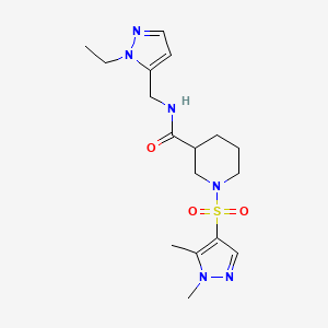 molecular formula C17H26N6O3S B4542088 1-[(1,5-dimethyl-1H-pyrazol-4-yl)sulfonyl]-N-[(1-ethyl-1H-pyrazol-5-yl)methyl]-3-piperidinecarboxamide 