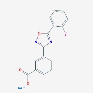molecular formula C15H8FN2NaO3 B045421 Sodium;3-[5-(2-fluorophenyl)-1,2,4-oxadiazol-3-yl]benzoate CAS No. 775304-59-1