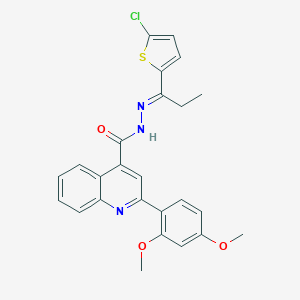 molecular formula C25H22ClN3O3S B454212 N'-[1-(5-chloro-2-thienyl)propylidene]-2-(2,4-dimethoxyphenyl)-4-quinolinecarbohydrazide 