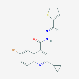 molecular formula C18H14BrN3OS B454214 6-bromo-2-cyclopropyl-N'-[(E)-thiophen-2-ylmethylidene]quinoline-4-carbohydrazide 