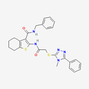 molecular formula C27H27N5O2S2 B4542149 N-benzyl-2-({[(4-methyl-5-phenyl-4H-1,2,4-triazol-3-yl)thio]acetyl}amino)-4,5,6,7-tetrahydro-1-benzothiophene-3-carboxamide 