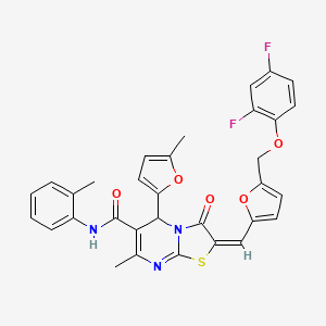 molecular formula C32H25F2N3O5S B4542151 2-({5-[(2,4-difluorophenoxy)methyl]-2-furyl}methylene)-7-methyl-5-(5-methyl-2-furyl)-N-(2-methylphenyl)-3-oxo-2,3-dihydro-5H-[1,3]thiazolo[3,2-a]pyrimidine-6-carboxamide 