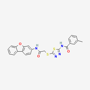 molecular formula C24H18N4O3S2 B4542159 N-(5-{[2-(dibenzo[b,d]furan-3-ylamino)-2-oxoethyl]thio}-1,3,4-thiadiazol-2-yl)-3-methylbenzamide 