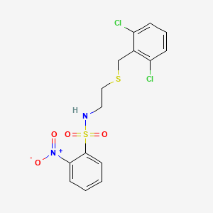 molecular formula C15H14Cl2N2O4S2 B4542172 N-{2-[(2,6-dichlorobenzyl)thio]ethyl}-2-nitrobenzenesulfonamide 