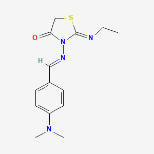 molecular formula C14H18N4OS B4542193 3-{[4-(dimethylamino)benzylidene]amino}-2-(ethylimino)-1,3-thiazolidin-4-one 
