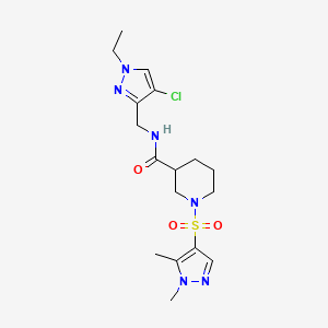 molecular formula C17H25ClN6O3S B4542200 N-[(4-chloro-1-ethyl-1H-pyrazol-3-yl)methyl]-1-[(1,5-dimethyl-1H-pyrazol-4-yl)sulfonyl]-3-piperidinecarboxamide 