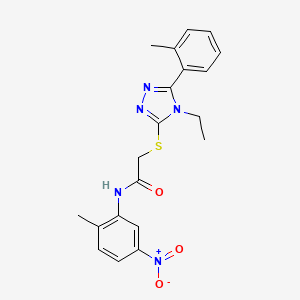 molecular formula C20H21N5O3S B4542229 2-{[4-ethyl-5-(2-methylphenyl)-4H-1,2,4-triazol-3-yl]thio}-N-(2-methyl-5-nitrophenyl)acetamide 