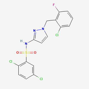 molecular formula C16H11Cl3FN3O2S B4542232 2,5-dichloro-N-[1-(2-chloro-6-fluorobenzyl)-1H-pyrazol-3-yl]benzenesulfonamide 