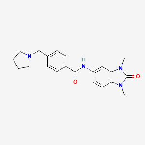 molecular formula C21H24N4O2 B4542278 N-(1,3-dimethyl-2-oxo-2,3-dihydro-1H-benzimidazol-5-yl)-4-(1-pyrrolidinylmethyl)benzamide 