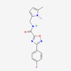 molecular formula C16H15FN4O2 B4542313 N-[(1,5-dimethyl-1H-pyrrol-2-yl)methyl]-3-(4-fluorophenyl)-1,2,4-oxadiazole-5-carboxamide 