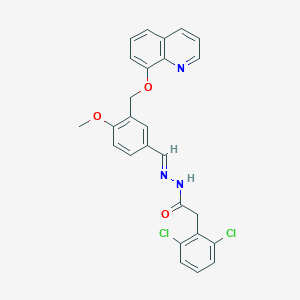 2-(2,6-dichlorophenyl)-N'-{4-methoxy-3-[(8-quinolinyloxy)methyl]benzylidene}acetohydrazide