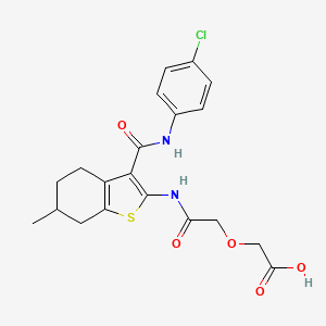 molecular formula C20H21ClN2O5S B4542341 {2-[(3-{[(4-chlorophenyl)amino]carbonyl}-6-methyl-4,5,6,7-tetrahydro-1-benzothien-2-yl)amino]-2-oxoethoxy}acetic acid 
