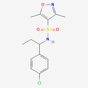 molecular formula C14H17ClN2O3S B4542349 N-[1-(4-chlorophenyl)propyl]-3,5-dimethyl-4-isoxazolesulfonamide 
