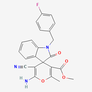 methyl 6'-amino-5'-cyano-1-(4-fluorobenzyl)-2'-methyl-2-oxo-1,2-dihydrospiro[indole-3,4'-pyran]-3'-carboxylate