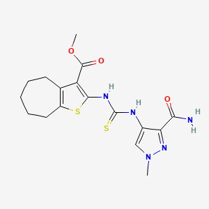 molecular formula C17H21N5O3S2 B4542399 methyl 2-[({[3-(aminocarbonyl)-1-methyl-1H-pyrazol-4-yl]amino}carbonothioyl)amino]-5,6,7,8-tetrahydro-4H-cyclohepta[b]thiophene-3-carboxylate 