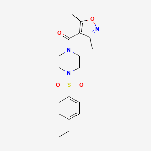 molecular formula C18H23N3O4S B4542425 1-[(3,5-dimethyl-4-isoxazolyl)carbonyl]-4-[(4-ethylphenyl)sulfonyl]piperazine 