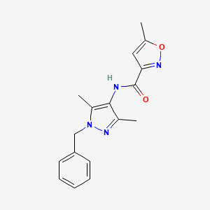 molecular formula C17H18N4O2 B4542426 N-(1-benzyl-3,5-dimethyl-1H-pyrazol-4-yl)-5-methyl-3-isoxazolecarboxamide 