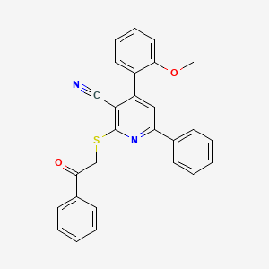 molecular formula C27H20N2O2S B4542427 4-(2-methoxyphenyl)-2-[(2-oxo-2-phenylethyl)thio]-6-phenylnicotinonitrile 