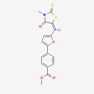 molecular formula C17H13NO4S2 B4542473 methyl 4-{5-[(3-methyl-4-oxo-2-thioxo-1,3-thiazolidin-5-ylidene)methyl]-2-furyl}benzoate 