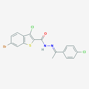 molecular formula C17H11BrCl2N2OS B454248 6-bromo-3-chloro-N'-[1-(4-chlorophenyl)ethylidene]-1-benzothiophene-2-carbohydrazide 