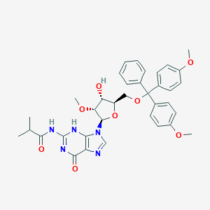 molecular formula C36H39N5O8 B045425 N-(9-((2R,3R,4R,5R)-5-((双(4-甲氧基苯基)(苯基)甲氧基)甲基)-4-羟基-3-甲氧基四氢呋喃-2-基)-6-氧代-6,9-二氢-1H-嘌呤-2-基)异丁酰胺 CAS No. 114745-26-5