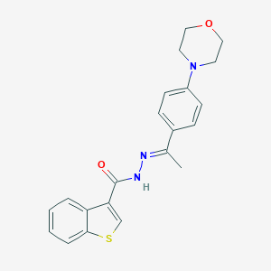 molecular formula C21H21N3O2S B454250 N'-{1-[4-(4-morpholinyl)phenyl]ethylidene}-1-benzothiophene-3-carbohydrazide 