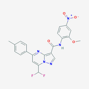 molecular formula C22H17F2N5O4 B454251 7-(difluoromethyl)-N-(2-methoxy-4-nitrophenyl)-5-(4-methylphenyl)pyrazolo[1,5-a]pyrimidine-3-carboxamide 