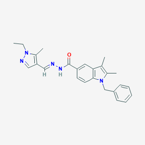 molecular formula C25H27N5O B454252 1-benzyl-N'-[(1-ethyl-5-methyl-1H-pyrazol-4-yl)methylene]-2,3-dimethyl-1H-indole-5-carbohydrazide 