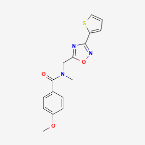 molecular formula C16H15N3O3S B4542522 4-methoxy-N-methyl-N-{[3-(2-thienyl)-1,2,4-oxadiazol-5-yl]methyl}benzamide 