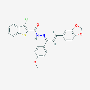 N'-[3-(1,3-benzodioxol-5-yl)-1-(4-methoxyphenyl)-2-propenylidene]-3-chloro-1-benzothiophene-2-carbohydrazide