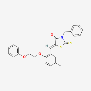 molecular formula C26H23NO3S2 B4542530 (5Z)-3-benzyl-5-[[5-methyl-2-(2-phenoxyethoxy)phenyl]methylidene]-2-sulfanylidene-1,3-thiazolidin-4-one 