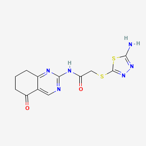 molecular formula C12H12N6O2S2 B4542536 2-[(5-amino-1,3,4-thiadiazol-2-yl)thio]-N-(5-oxo-5,6,7,8-tetrahydro-2-quinazolinyl)acetamide 
