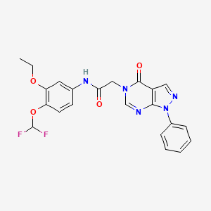 molecular formula C22H19F2N5O4 B4542554 N-[4-(difluoromethoxy)-3-ethoxyphenyl]-2-(4-oxo-1-phenyl-1,4-dihydro-5H-pyrazolo[3,4-d]pyrimidin-5-yl)acetamide 