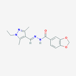 N'-[(E)-(1-ethyl-3,5-dimethyl-1H-pyrazol-4-yl)methylidene]-1,3-benzodioxole-5-carbohydrazide
