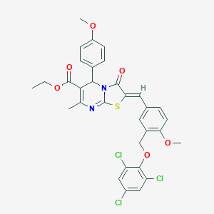 ethyl (2Z)-5-(4-methoxyphenyl)-2-{4-methoxy-3-[(2,4,6-trichlorophenoxy)methyl]benzylidene}-7-methyl-3-oxo-2,3-dihydro-5H-[1,3]thiazolo[3,2-a]pyrimidine-6-carboxylate