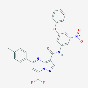 molecular formula C27H19F2N5O4 B454259 7-(difluoromethyl)-5-(4-methylphenyl)-N-(3-nitro-5-phenoxyphenyl)pyrazolo[1,5-a]pyrimidine-3-carboxamide 